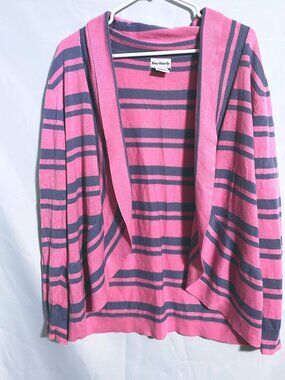 BonWorth Pink & Gray Striped Cardigan Size M